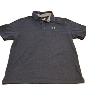 Under Armour Polo Mens Large Gray HeatGear Loose Fit Short Sleeve Heathered Golf